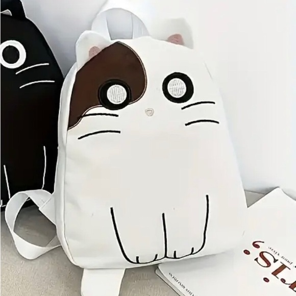 Adults and kids unisex!! 🐈 Brand new in bag embroidered white cat backpack - Picture 5 of 5
